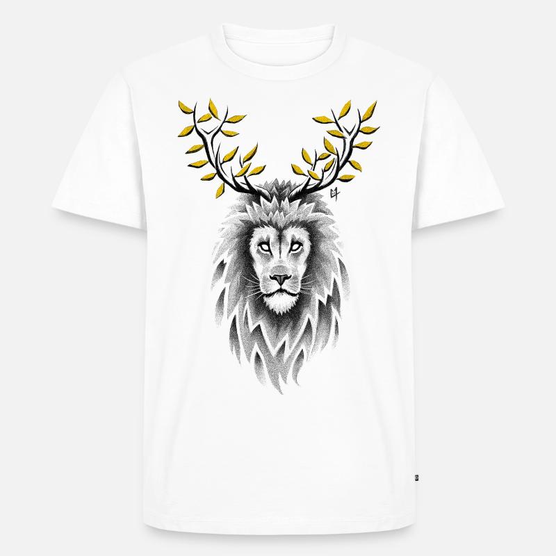 Deer Lion - Männer Premium Bio T-Shirt - Weiß