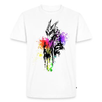 Dragon blobs arc-en-ciel noir - T-shirt Premium bio Homme - blanc - Devant - Nico (187cm)