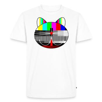 TV - Cat essai, TV, Cinéma, Fun, Rétro - T-shirt Premium bio Homme - blanc - Devant - Nico (187cm)