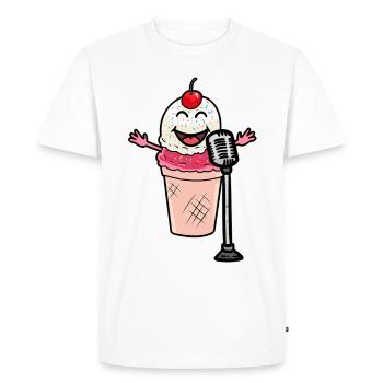 Une petite super star une crème glacée en chantant - T-shirt Premium bio Homme - blanc - Devant - Nico (187cm)