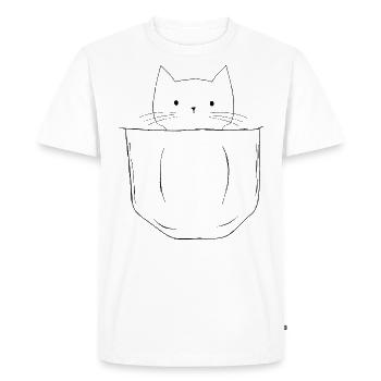 cat line art meow meow cat - Men's Premium Organic T-Shirt - white - Front - Nico (187cm)