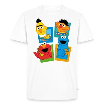 5 Rue Sésame Panneau Ernest et Bart - T-shirt Premium bio Homme - blanc - Devant - Nico (187cm)