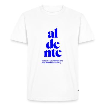 aldente: consume lovers and pasta responsibly - Men's Premium Organic T-Shirt - white - Front - Nico (187cm)