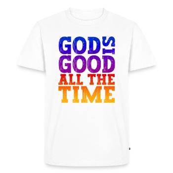 Chemise de Jésus-Christ - Dieu est bon tout le temps 01 - T-shirt Premium bio Homme - blanc - Devant - Nico (187cm)