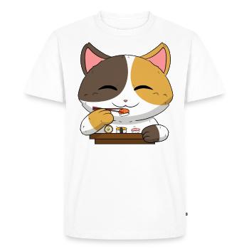 Sushi japonais asiatique Chat I Cadeau - T-shirt Premium bio Homme - blanc - Devant - Nico (187cm)