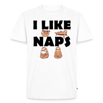J’aime les siestes - Paresseux - Lève-tard - T-shirt Premium bio Homme - blanc - Devant - Nico (187cm)