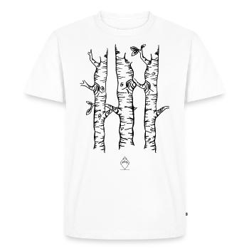 Birken - Schwarz - Männer Premium Bio T-Shirt - Weiß - Vorne - Nico (187cm)
