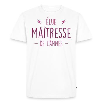 élue maitresse de l'année - Maîtresse Formidable - T-shirt Premium bio Homme - blanc - Devant - Nico (187cm)