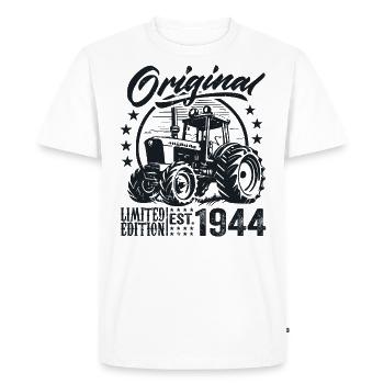 Original 1944 Anniversaire 1944 Fermier Tracteur - T-shirt Premium bio Homme - blanc - Devant - Nico (187cm)