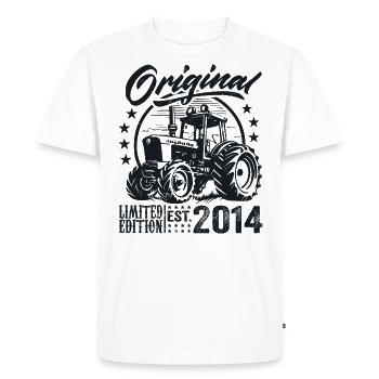 Original 2014 Anniversaire 2014 Fermier Tracteur - T-shirt Premium bio Homme - blanc - Devant - Nico (187cm)
