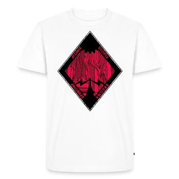 Atomic Utopia - Geometric Fire Rhombus - Men's Premium Organic T-Shirt - white - Front - Nico (187cm)
