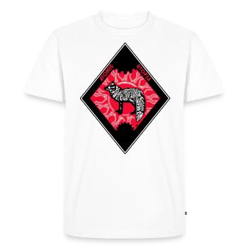 Atomic Utopia - Silver Fox Rhombus - Men's Premium Organic T-Shirt - white - Front - Nico (187cm)