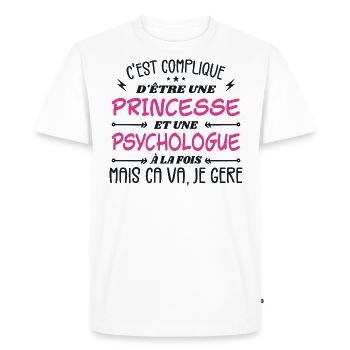 C'est compliqué d'être Une Princesse Psychologue - T-shirt Premium bio Homme - blanc - Devant - Nico (187cm)