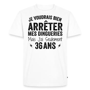 J'ai 36 ans - Anniversaire 36 ans, 36 ans - T-shirt Premium bio Homme - blanc - Devant - Nico (187cm)