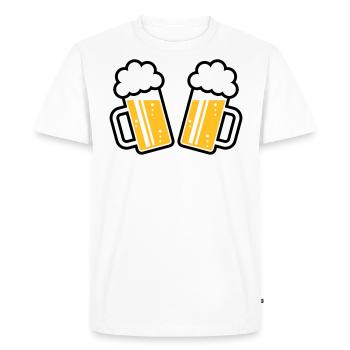 2 chopes à bière À votre santé, à votre santé ! (chopes à bière 2C) - T-shirt Premium bio Homme - blanc - Devant - Nico (187cm)