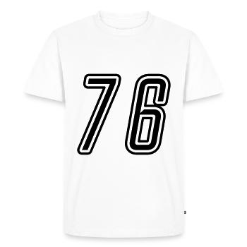 76 Numéro de numéro - T-shirt Premium bio Homme - blanc - Devant - Nico (187cm)