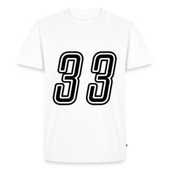 33 Numéro de numéro - T-shirt Premium bio Homme - blanc - Devant - Nico (187cm)