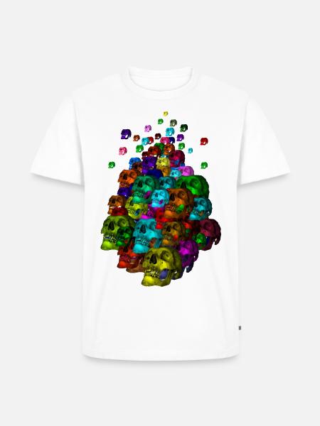 Bunter Schädel-Haufen - Männer Premium Bio T-Shirt - Weiß