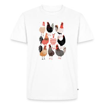 Winging It: Playful Chicken Graphic Tee - Men's Premium Organic T-Shirt - white - Front - Nico (187cm)