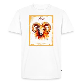 Zodiac Signs in Watercolor: Aries the Ram - Men's Premium Organic T-Shirt - white - Front - Nico (187cm)