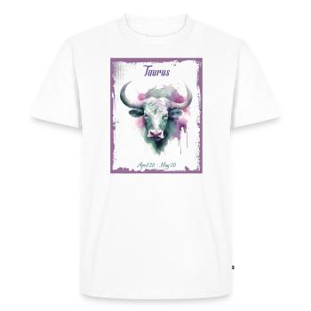 Signes du zodiaque à l’aquarelle : Taureau le taureau - T-shirt Premium bio Homme - blanc - Devant - Nico (187cm)