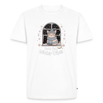 Chat douillet, vibrations hivernales - T-shirt Premium bio Homme - blanc - Devant - Nico (187cm)