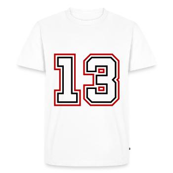 13 Numéro de numéro - T-shirt Premium bio Homme - blanc - Devant - Nico (187cm)