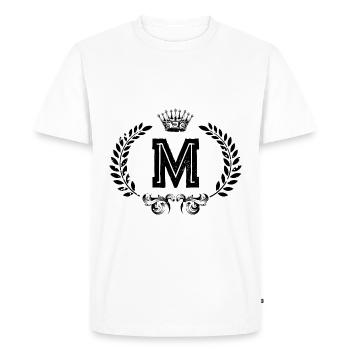 M letter wreath - Men's Premium Organic T-Shirt - white - Front - Nico (187cm)