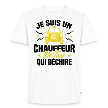 Je Suis Un Chauffeur De Taxi Qui Déchire - T-shirt Premium bio Homme - blanc - Devant - Nico (187cm)