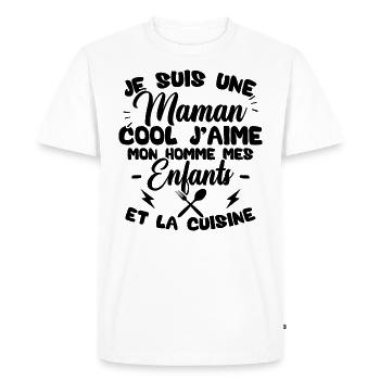 Une maman cool j'aime mon homme et la cuisine - T-shirt Premium bio Homme - blanc - Devant - Nico (187cm)