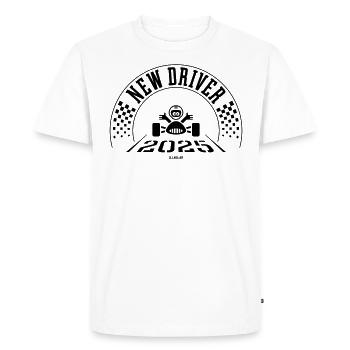 Nouveau conducteur 2025 (Permis de conduire / Noir) - T-shirt Premium bio Homme - blanc - Devant - Nico (187cm)