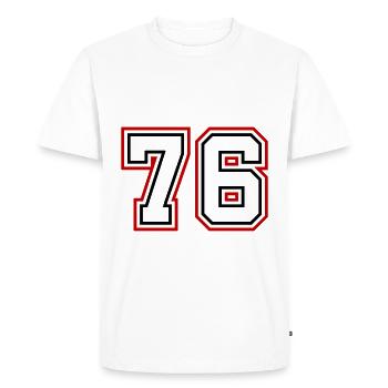 76 Numéro de numéro - T-shirt Premium bio Homme - blanc - Devant - Nico (187cm)