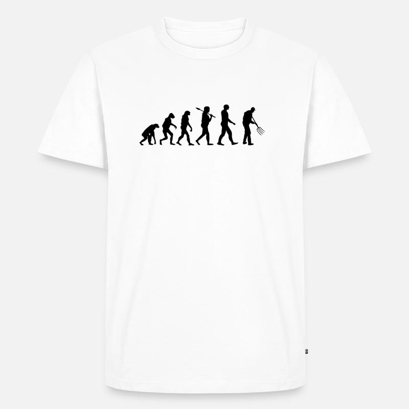 Landwirt Mistgabel Evolution - Männer Premium Bio T-Shirt - Weiß