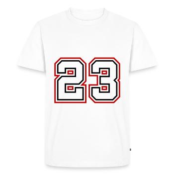 23 Numéro de numéro - T-shirt Premium bio Homme - blanc - Devant - Nico (187cm)