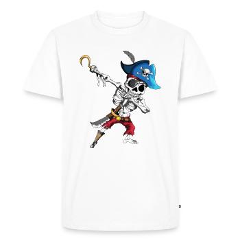 Dabbing Pirate Skeleton Eye patch Pirate Ship - Men's Premium Organic T-Shirt - white - Front - Nico (187cm)