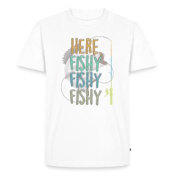 Ici Pêcheur pêcheur Pêche Pêche Dicton - T-shirt Premium bio Homme - blanc - Devant - Nico (187cm)