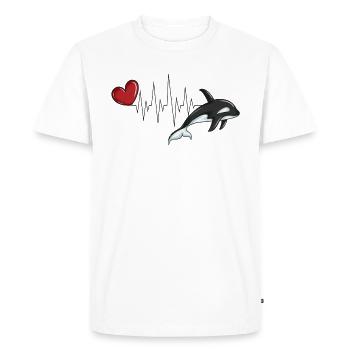 Heartbeat Valentine’s Day Orca Whale Motif avec cœur - T-shirt Premium bio Homme - blanc - Devant - Nico (187cm)