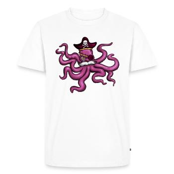 Octopus Pirate Pirate Hat Eye Patch Moustache - Men's Premium Organic T-Shirt - white - Front - Nico (187cm)