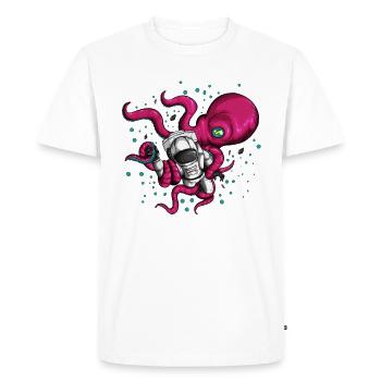 Space costume with octopus alien and cosmonaut - Men's Premium Organic T-Shirt - white - Front - Nico (187cm)