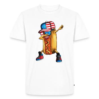 Funny Hot Dog Dabbing Fast Food Food Cooking - Men's Premium Organic T-Shirt - white - Front - Nico (187cm)