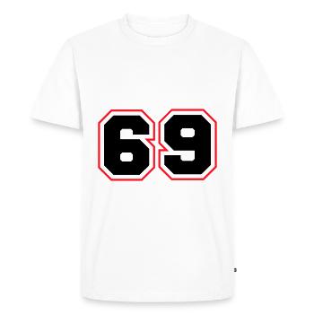 69 Nombre symbole - T-shirt Premium bio Homme - blanc - Devant - Nico (187cm)