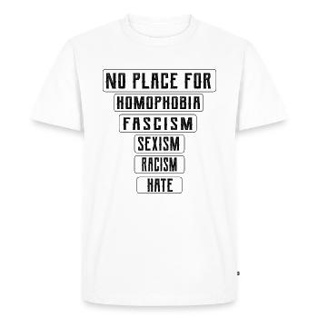 Place Hoomophobie fascisme raciste Geschenkiee - T-shirt Premium bio Homme - blanc - Devant - Nico (187cm)