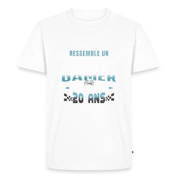 Gamer 20 Ans Beau Gosse - Cadeau d'Anniversaire - T-shirt Premium bio Homme - blanc - Devant - Nico (187cm)