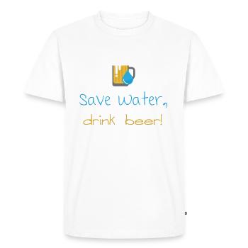 Economiser l'eau, boire de la bière! - T-shirt Premium bio Homme - blanc - Devant - Nico (187cm)