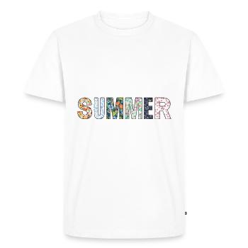 Été | Été | Arbre | Fleurs | Soleil - T-shirt Premium bio Homme - blanc - Devant - Nico (187cm)