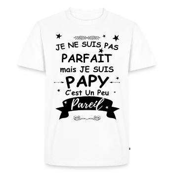 Papy parfait cadeau homme - T-shirt Premium bio Homme - blanc - Devant - Nico (187cm)