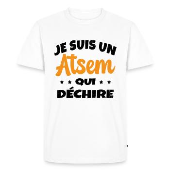 Homme Je Suis Un Atsem Qui Déchire Humour Drôle - T-shirt Premium bio Homme - blanc - Devant - Nico (187cm)