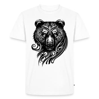 Bear Tribal Tattoo Style Animal Nordic Forest Wilderness - Men's Premium Organic T-Shirt - white - Front - Nico (187cm)