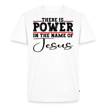 Il y a du pouvoir au nom de Jésus-Christ - T-shirt Premium bio Homme - blanc - Devant - Nico (187cm)