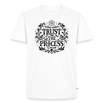 Trust the process Loi de l’attraction affirmation - T-shirt Premium bio Homme - blanc - Devant - Nico (187cm)